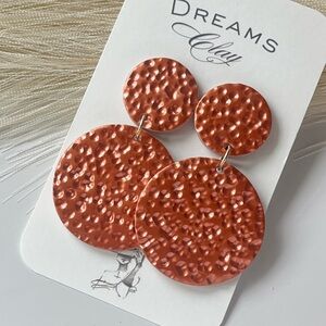 Dreams Clay Textured Double Disc Earrings - Metallic Copper